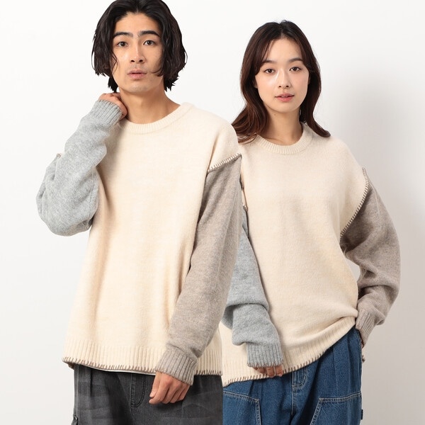 azul by moussy コレクション c ac畦編みラグランニット