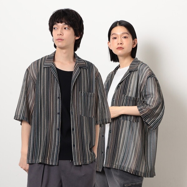 パープル＆イエロー（Purple & Yellow）/マルチカラーストライプレースシャツ マルチカラーストライプレースシャツ | パープル＆イエロー(Purple