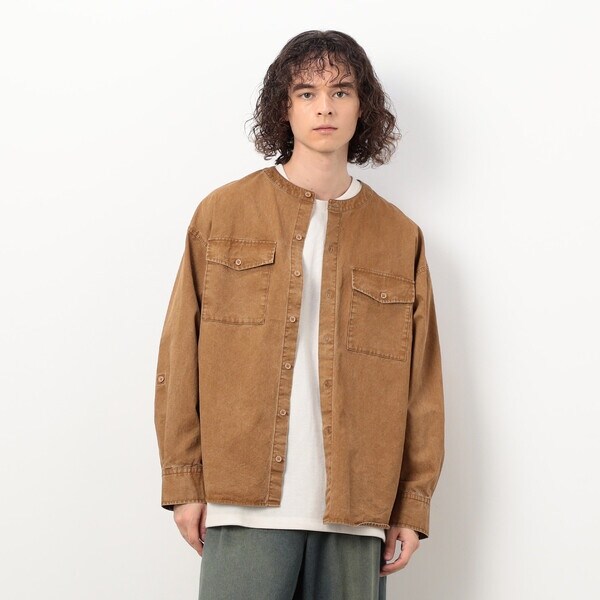 パープル＆イエロー（Purple & Yellow）/硫化ツイルブリーチクルーネック ワークシャツ 硫化ツイルブリーチクルーネック ワークシャツ | パープル＆イエロー