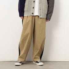 ストレッチツイル ワイドテーパード ラインパンツ