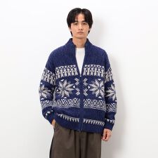 雪柄 ドライバーズニット