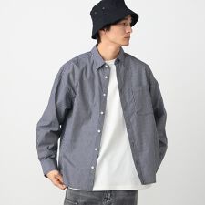 バック刺繍 ストライプシャツ