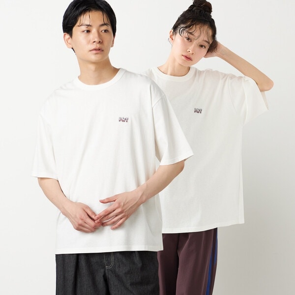 ワンポイントロゴ刺繍 半袖Tシャツ | パープル＆イエロー(Purple