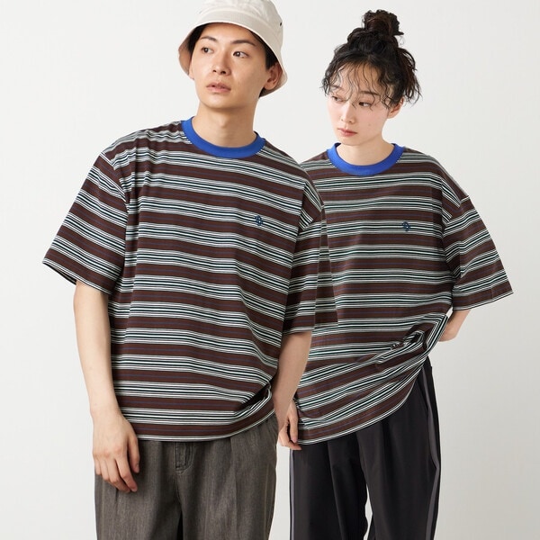 マルチボーダー Tシャツ | パープル＆イエロー(Purple & Yellow