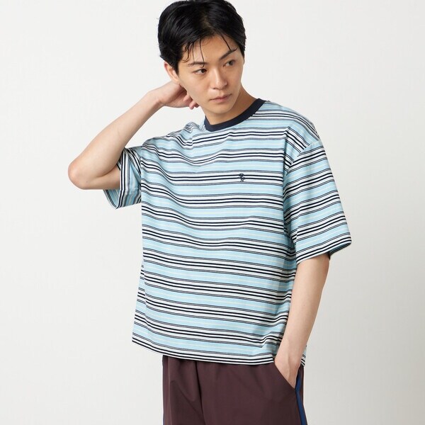 マルチボーダー Tシャツ | パープル＆イエロー(Purple & Yellow
