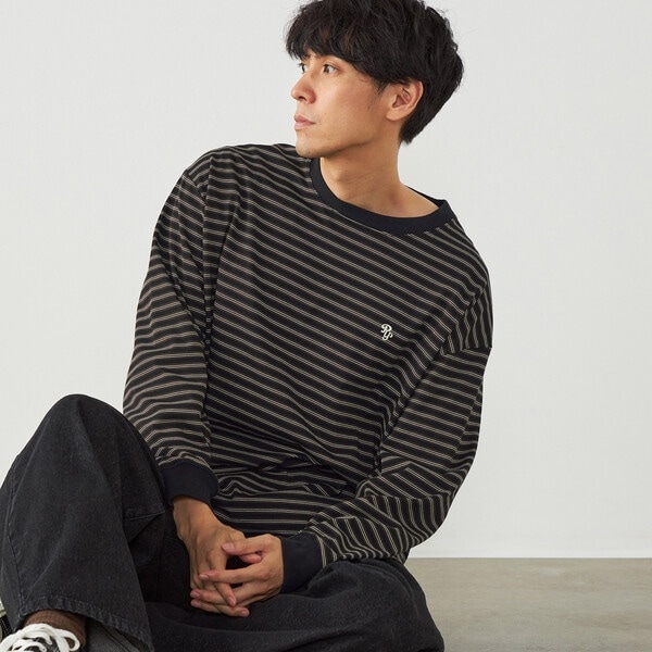 ボーダー ロングTシャツ | パープル＆イエロー(Purple & Yellow
