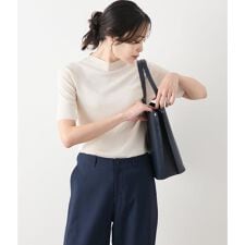 ヴィスコースポリエステル ビルドネック5分袖プルオーバー