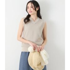 リネンライクワッフル Vネックノースリーブプルオーバー
