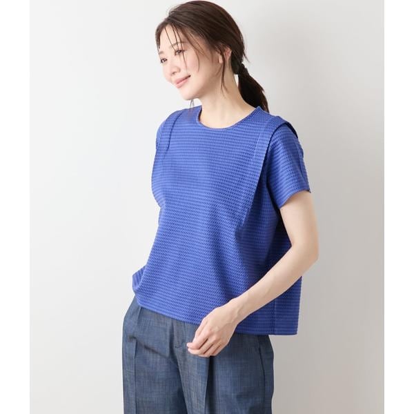 tシャツ 「吸水速乾」プレーティング天竺 バンドカラーピンタックカットソー レディース NEWYORKER｜【吸水速乾】プレーティング天竺 バンドカラー