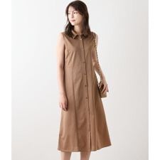 【接触冷感】ハイツイストツイル ノースリーブシャツワンピース