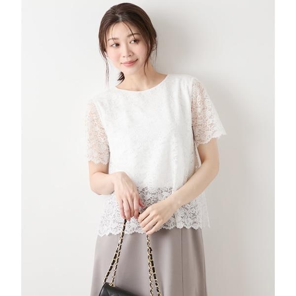 ニューヨーカー（NEWYORKER）/TR天竺フラワーレース 半袖プルオーバー TR天竺フラワーレース 半袖プルオーバー | ニューヨーカー(NEWYORKER