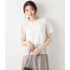 TR天竺フラワーレース 半袖プルオーバー