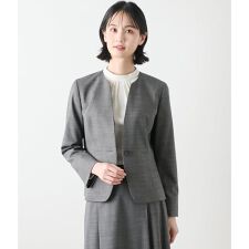 ニューヨーカー(NEWYORKER)のウールシルクピンヘッド ノーカラー1釦ジャケット