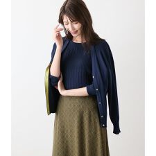 【手洗い可能】レーヨンポリストレッチ Vネックカーディガン