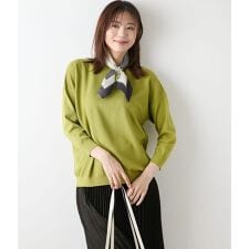 【手洗い可能】TCヘリンボーン 7分袖ニットプルオーバー