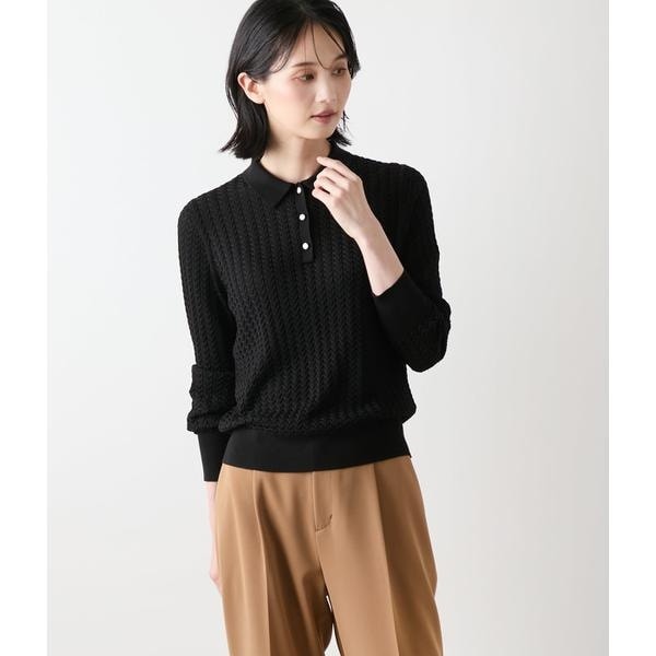 【美品】POLO ラルフローレン　ケーブルニットクロップドポロシャツ ケーブルニット クロップド ポロシャツ | ポロ ラルフ ローレン