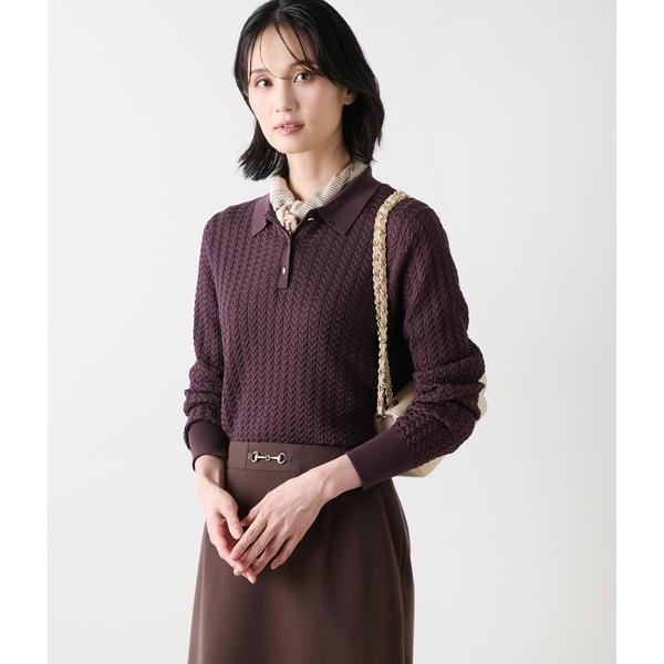 【美品】POLO ラルフローレン　ケーブルニットクロップドポロシャツ ケーブルニット クロップド ポロシャツ | ポロ ラルフ ローレン