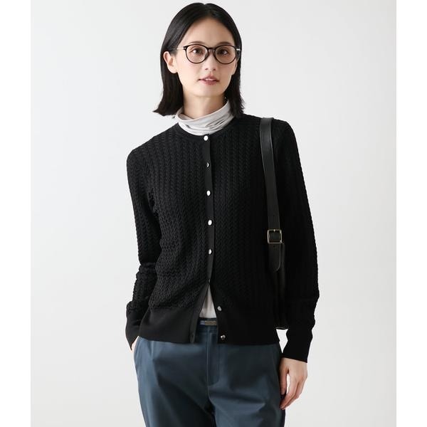 POLO RALPH LAURENブラックコットンクルーネックカーディガンM新品 ケーブルニット コットン クルーネック カーディガン | ポロ