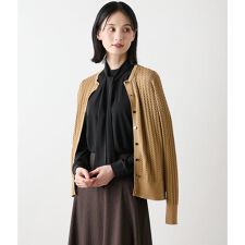 【手洗い可能】ケーブルクルーネックカーディガン