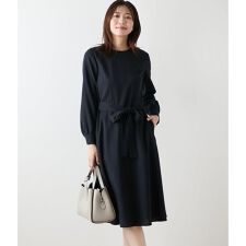 【ストレッチ】ウール混ハウンドトゥース ウエスト切替えパイピングフレ