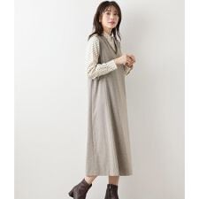 【ウォッシャブル】TRツイルツィード Vネックジャンパースカート