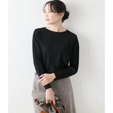 【手洗い可能】ハイツイストシルクレーヨン総針 袖プリーツニットプルオ