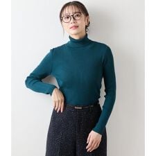 【手洗い可能】レーヨンポリストレッチ リブタートルネックプルオーバー