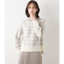 千鳥柄ダブルジャカード ハイネックプルオーバー