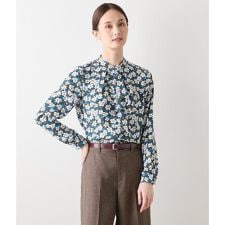 ビオラフラワープリント フロントフリルブラウス