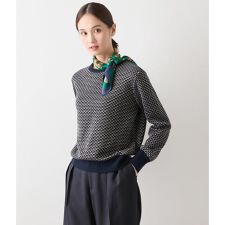 【手洗い可能】トライアングルラメ クルーネックニットプルオーバー