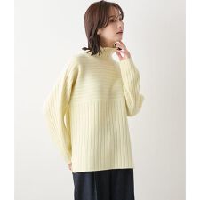 ウールカシミヤ リブハイネックニットプルオーバー