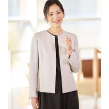 【ウォッシャブル】シルキークロス ノーカラ―ジャケット