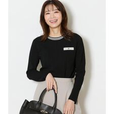 【手洗い可能】コットンポリエステル 配色クルーネックリブプルオーバー