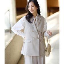 【ウォッシャブル】ブライトツイル ピークドラペルダブルブレストジレ