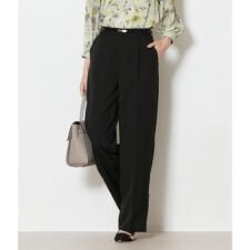 【ウォッシャブル】ブライトツイル 1タックワイドパンツ