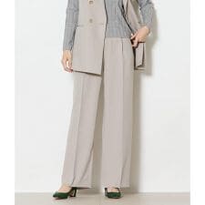 【ウォッシャブル】ブライトツイル 1タックワイドパンツ