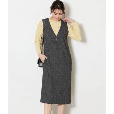 【ウォッシャブル】ソフトブッチャー Vネックジャンパースカート