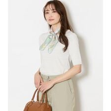 セルロースポリエステル リブクルーネック5分袖プルオーバー