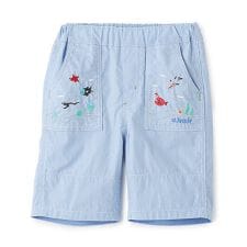 海のいきもの刺しゅう5分丈パンツ