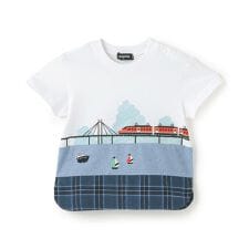 海と電車切替半袖Tシャツ