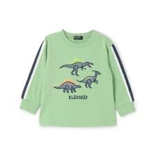 恐竜アップリケ袖ライン長袖Tシャツ