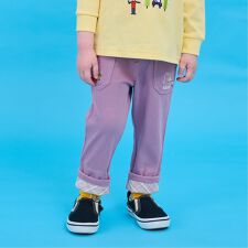 乗り物刺しゅうロング丈ストレートパンツ