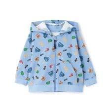 総柄フード着脱式長袖パーカ