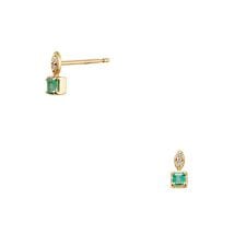 K10イエローゴールド　エメラルド ダイヤモンドピアス