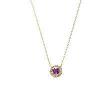 K18イエローゴールド　アメシスト　ダイヤモンド ネックレス