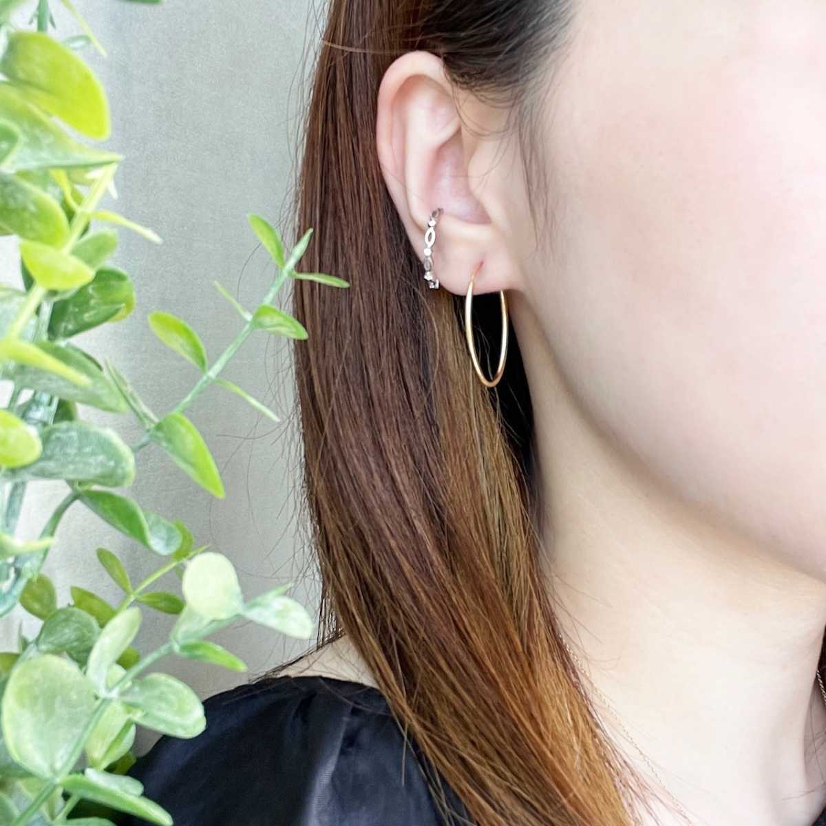 すぐ発送可能！ peau_jewelry フープピアス大 イエローゴールド