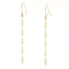 K10イエローゴールド パール ロングピアス