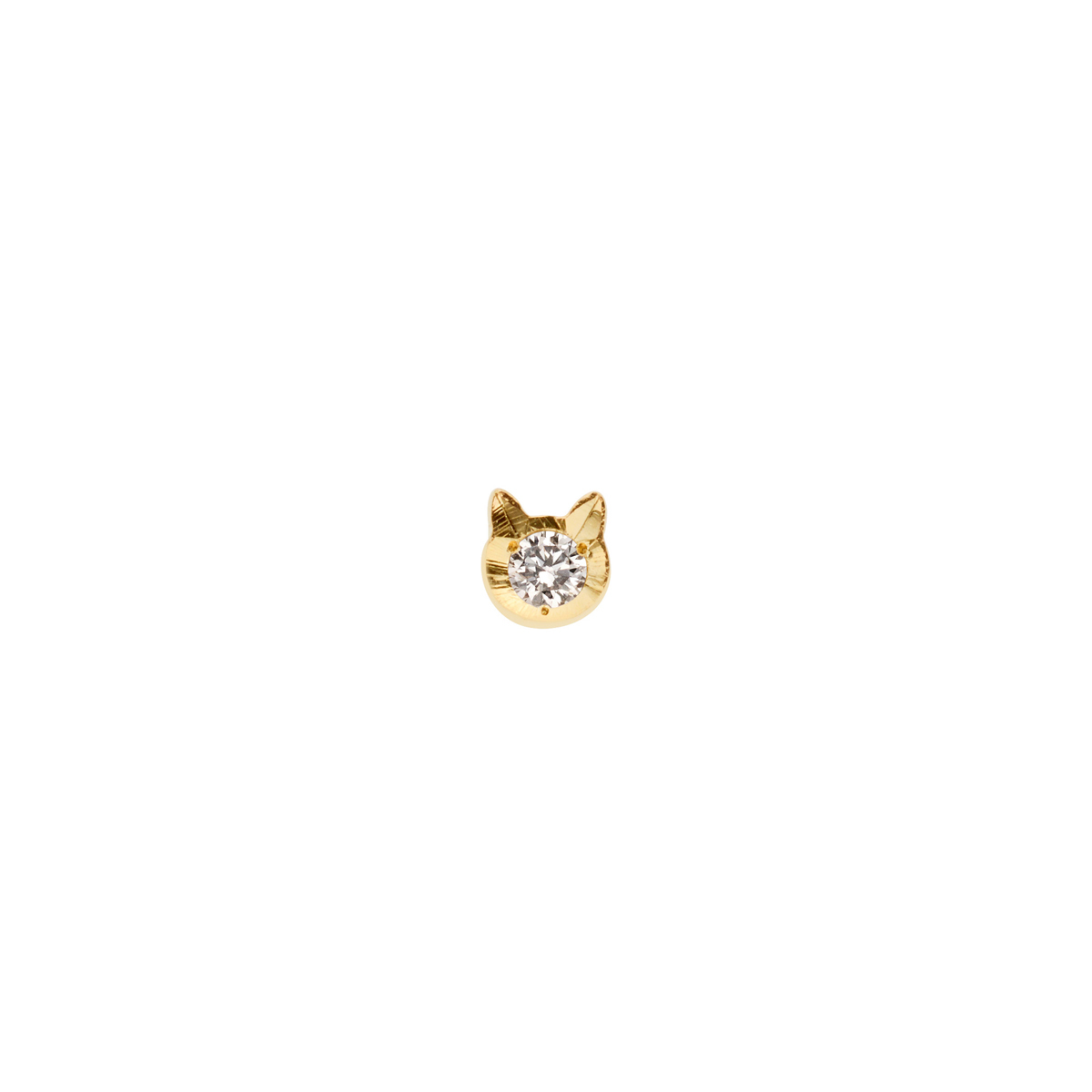 K10イエローゴールド ねこ ダイヤモンド ピアス（片耳用）【Me&Cats 