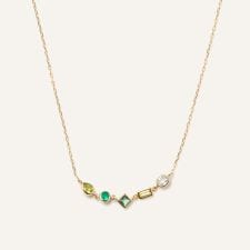 K10YG ジュエルモザイク グリーンカラー ネックレス
