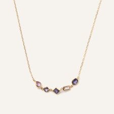 K10YG ジュエルモザイク パープルカラー ネックレス